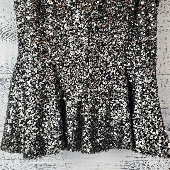 Foreign Exchange Silver Sequin Babydoll Top Size Small NWT Cocktail Glam Evening - Picture 3 of 10